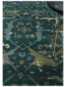 Hand Knotted Oriental Oushak Wool Area Rug - Green and Gray by The Rug Decor