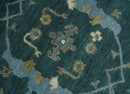 Hand Knotted Oriental Oushak Wool Area Rug - Green and Gray by The Rug Decor