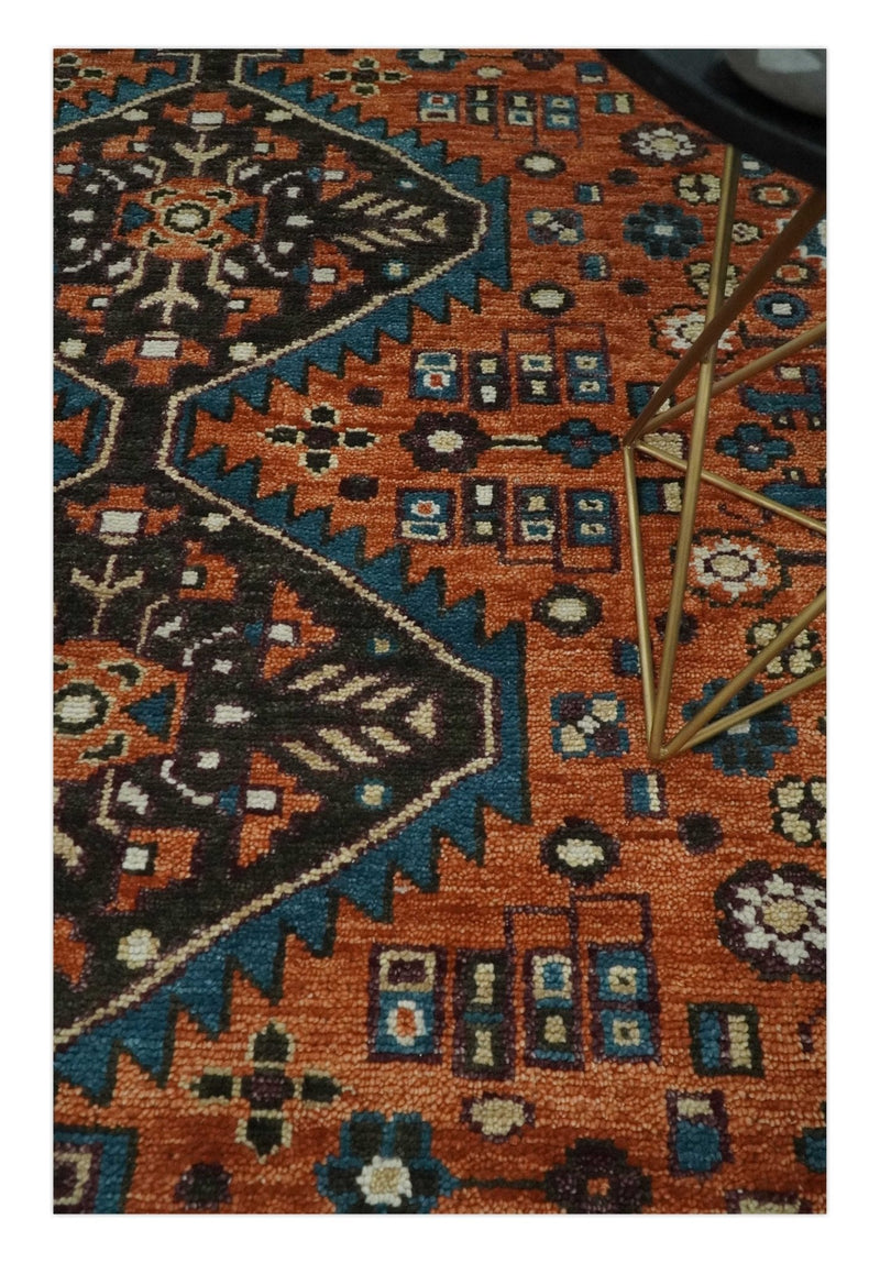 Rust, Ivory and Brown Oriental Traditional Hand knotted Multi Size Area Rug