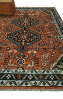 Wool Hand-Knotted Rust Ivory Brown Traditional Oriental Area Rug