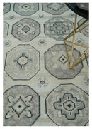 Turkish Hand Knotted Wool Area Rug Silver Beige Gray Traditional Low Pile Custom by The Rug Decor