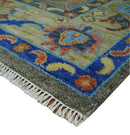 Wool Hand Knotted Area Rug Green and Beige Traditional Oushak Design Multi Size by The Rug Decor