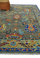 Wool Hand Knotted Area Rug Green and Beige Traditional Oushak Design Multi Size by The Rug Decor