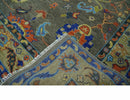 Wool Hand Knotted Area Rug Green and Beige Traditional Oushak Design Multi Size by The Rug Decor