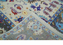 Ivory Gray Hand Knotted Oushak Wool Area Rug - Turkish Traditional by The Rug Decor
