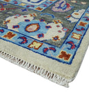 Ivory Gray Hand Knotted Oushak Wool Area Rug - Turkish Traditional by The Rug Decor