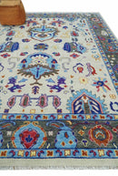 Ivory Gray Hand Knotted Oushak Wool Area Rug - Turkish Traditional by The Rug Decor