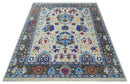 Ivory Gray Hand Knotted Oushak Wool Area Rug - Turkish Traditional by The Rug Decor