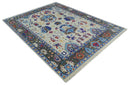 Ivory Gray Hand Knotted Oushak Wool Area Rug - Turkish Traditional by The Rug Decor