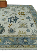 Ivory and Silver Oushak Hand Knotted Traditional Wool Area Rug Natural Subtle Design by The Rug Decor