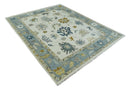 Ivory and Silver Oushak Hand Knotted Traditional Wool Area Rug Natural Subtle Design by The Rug Decor
