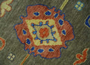Olive and Blue Vibrant Colorful Traditional Oushak Multi Size wool Area Rug