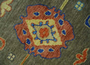 Olive and Blue Wool Area Rug Oushak Handcrafted Hand Knotted Traditional Turkish by The Rug Decor