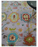 Purple and Beige Hand-Knotted Traditional Oushak Area Rug Turkish Wool Authentic by The Rug Decor