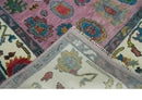 Pink and Ivory Oushak Wool Rug - Hand-Knotted Traditional Design by The Rug Decor