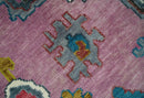 Pink and Ivory Oushak Wool Rug - Hand-Knotted Traditional Design by The Rug Decor