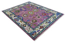 Purple Ivory Hand Knotted Oushak Wool Area Rug - Vibrant Soft by The Rug Decor