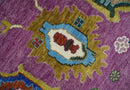 Purple Ivory Hand Knotted Oushak Wool Area Rug - Vibrant Soft by The Rug Decor