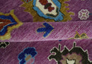 Purple Ivory Hand Knotted Oushak Wool Area Rug - Vibrant Soft by The Rug Decor