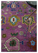 Purple Ivory Hand Knotted Oushak Wool Area Rug - Vibrant Soft by The Rug Decor