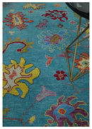 Blue and Camel Traditional Oushak Hand Knotted Wool Area Rug by The Rug Decor