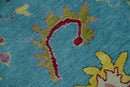 Blue and Camel Traditional Oushak Hand Knotted Wool Area Rug by The Rug Decor