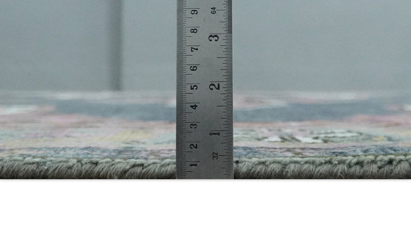 6x9 and 8x10 Hand Knotted Gray, Silver and Pink Traditional Wool Area Rug