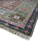 6x9 and 8x10 Hand Knotted Gray, Silver and Pink Traditional Wool Area Rug