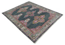 6x9 and 8x10 Hand Knotted Gray, Silver and Pink Traditional Wool Area Rug