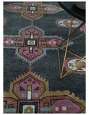 6x9 and 8x10 Hand Knotted Gray, Silver and Pink Traditional Wool Area Rug