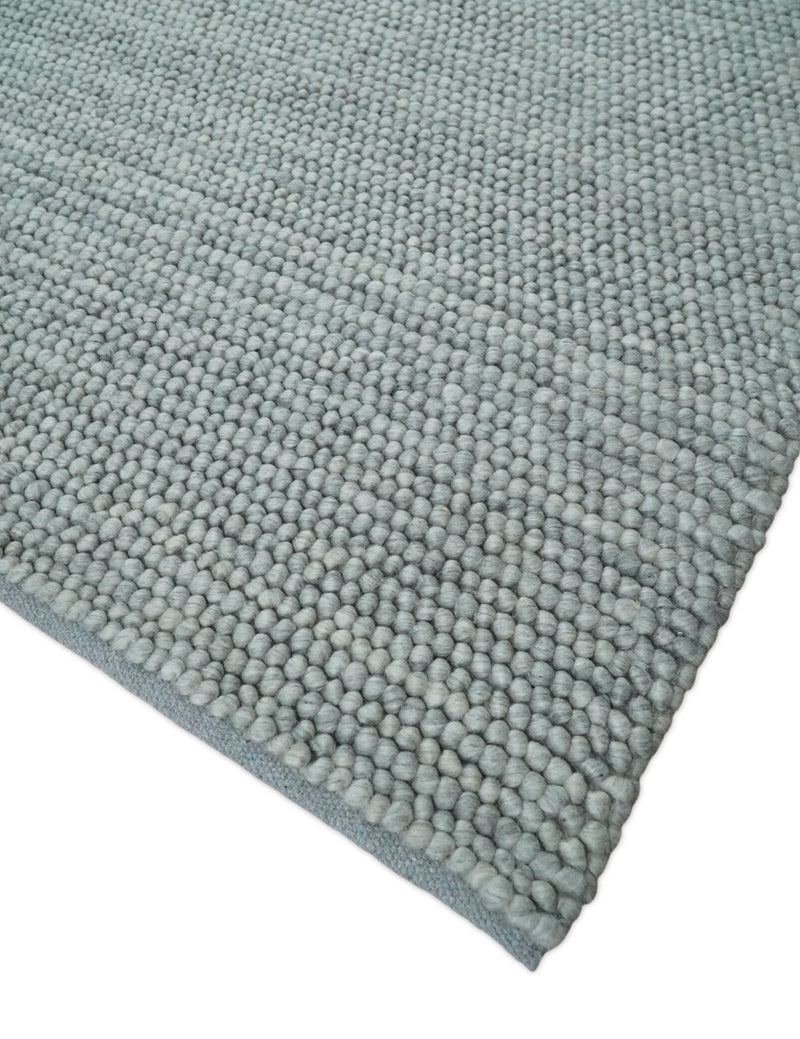 6x9 and 8x10 Solid Gray Wool Blend Felted Chunky Hand Woven Area Rug | DOV5