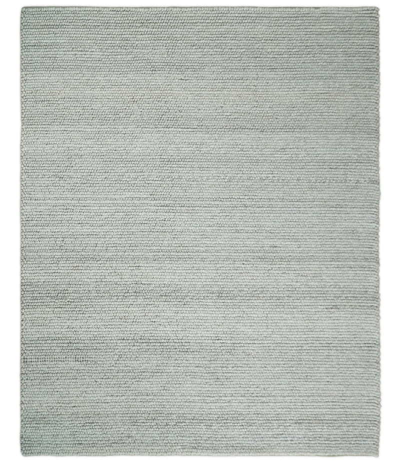 3x5, 5x8, 6x9, 8x10 and 9x12 Solid Silver Wool Blend Felted Chunky Hand Woven Area Rug