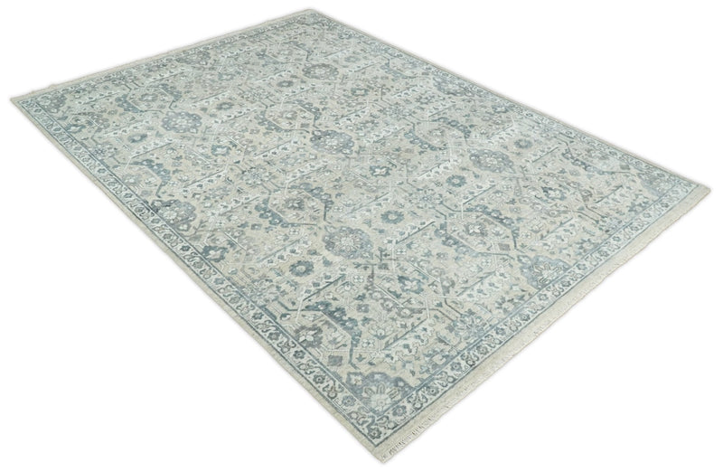 6x9 and 8x11 Beige and Gray Bamboo Silk and Wool Traditional Persian Antique Area Rug | TRDCP201