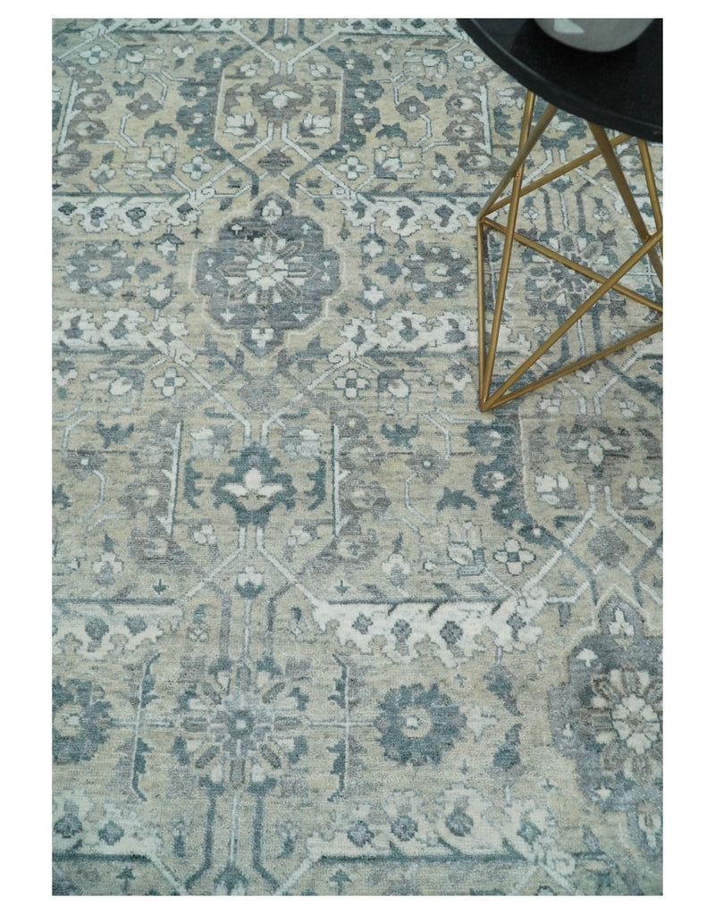 6x9 and 8x11 Beige and Gray Bamboo Silk and Wool Traditional Persian Antique Area Rug | TRDCP201