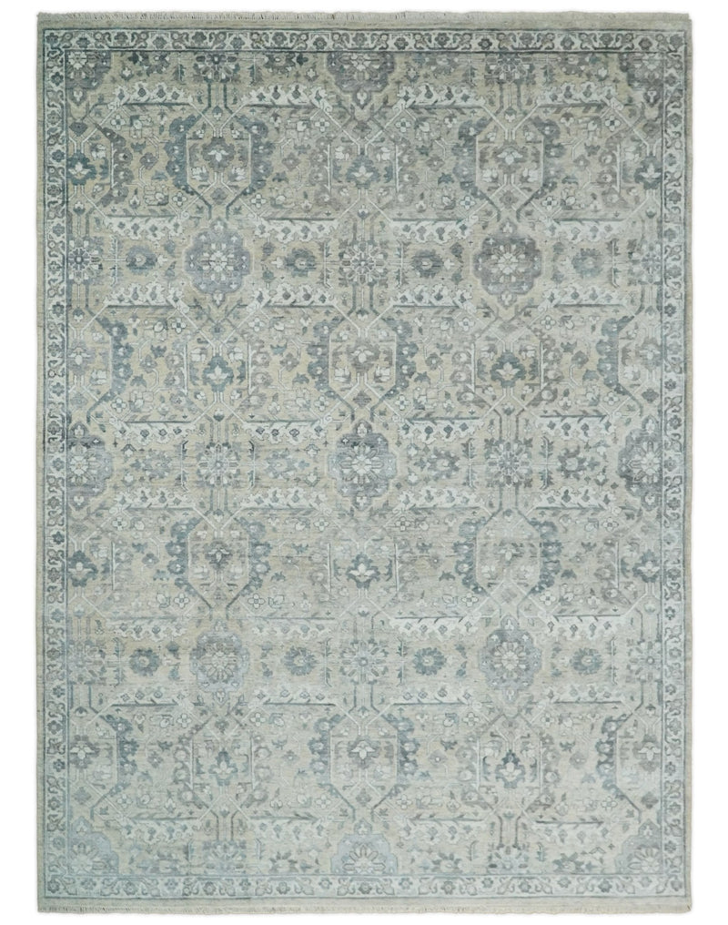 6x9 and 8x11 Beige and Gray Bamboo Silk and Wool Traditional Persian Antique Area Rug | TRDCP201