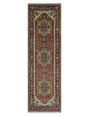 6x9 and runner Traditional Blue, Rust and Ivory Hand knotted wool Area Rug