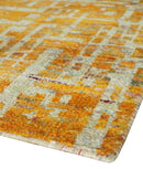 6x9 Gold and Ivory Modern Abstract Recycled wool Area Rug