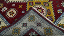 Red and Beige Hand Knotted Kazak Area Rug 6x9 - Tribal Geometric Pattern