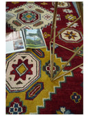 6x9 Hand Knotted Antique Kazak Red and Beige Traditional Tribal Armenian Rug | KZA16