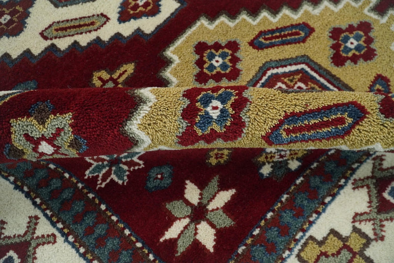 6x8 Hand Knotted Antique Kazak Red and Ivory Traditional Tribal Armenian Rug | KZA14