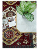 6x8 Hand Knotted Antique Kazak Red and Ivory Traditional Tribal Armenian Rug | KZA14