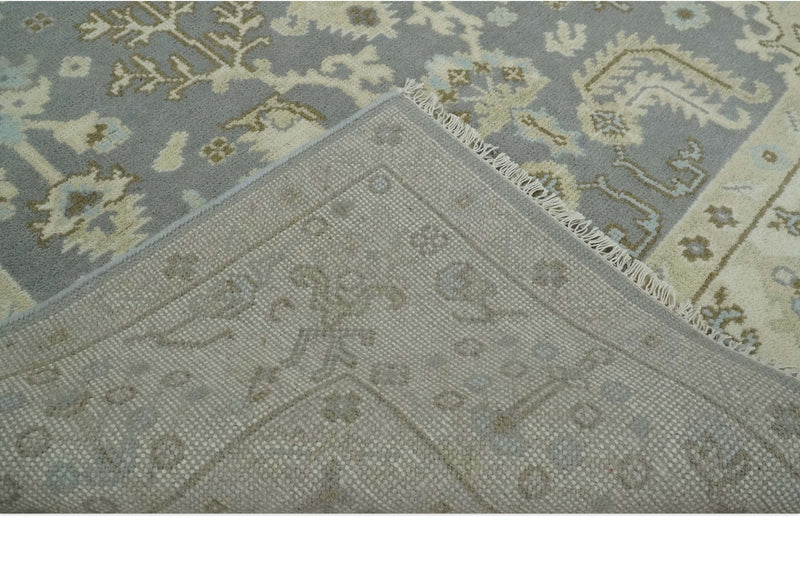 6x9 Hand Knotted Antique Silver, Beige and Brown Traditional Persian Vintage Oushak Wool Rug | TRDCP808