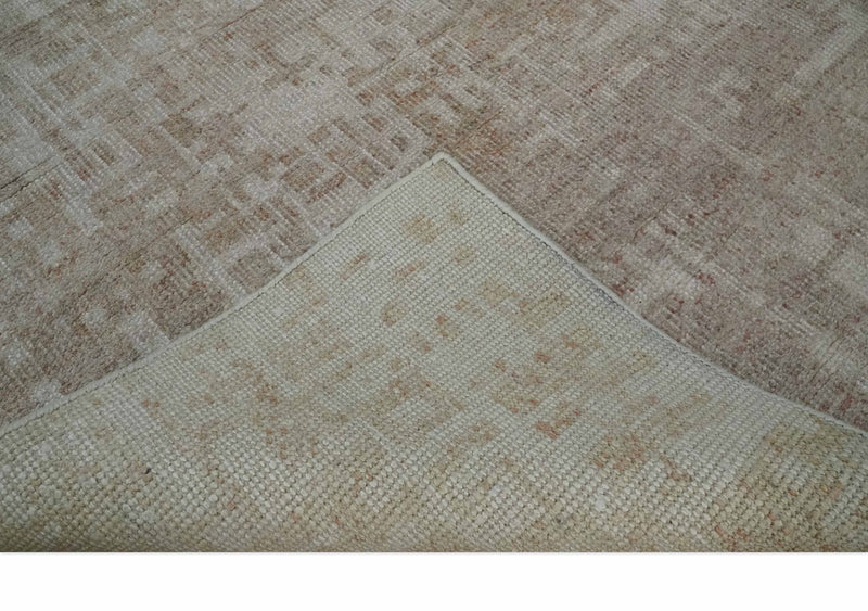 6x9 Hand Knotted Beige and Ivory Modern Abstract Contemporary Recycled wool Area Rug