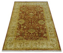 6x9 Hand Knotted Beige and Rust Traditional Oushak Wool Area Rug