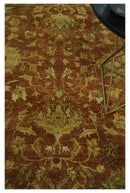 6x9 Hand Knotted Beige and Rust Traditional Oushak Wool Area Rug