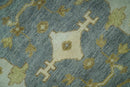 6x9 Hand Knotted Gray, Olive and Ivory Traditional Oriental Oushak wool area rug