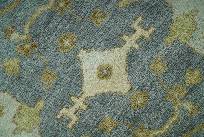 6x9 Hand Knotted Gray, Olive and Ivory Traditional Oriental Oushak wool area rug