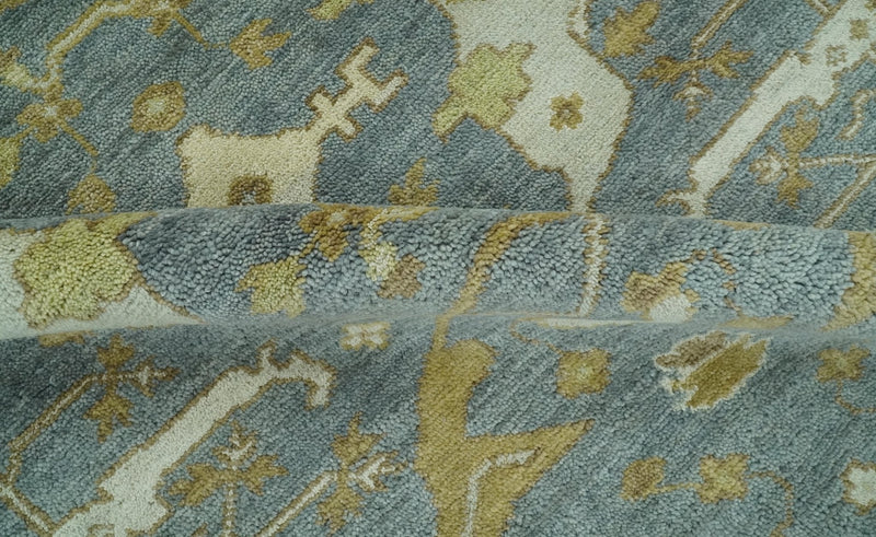 6x9 Hand Knotted Gray, Olive and Ivory Traditional Oriental Oushak wool area rug