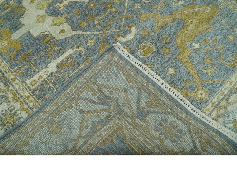 6x9 Hand Knotted Gray, Olive and Ivory Traditional Oriental Oushak wool area rug