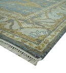 6x9 Hand Knotted Gray, Olive and Ivory Traditional Oriental Oushak wool area rug